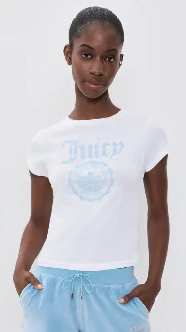 Sporty & Rich Juicy Emblem Essentials Tee White/Sky Blue M | Thumbnail 2