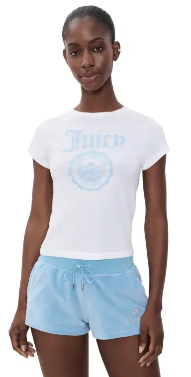 Sporty & Rich Juicy Emblem Essentials Tee White/Sky Blue M | Thumbnail 1