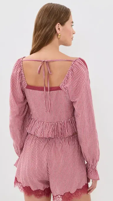 Cami NYC Anabela Blouse Berry Gingham L | Thumbnail 3 Cami NYC Anabela Blouse Berry Gingham L | Thumbnail 3