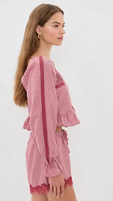 Cami NYC Anabela Blouse Berry Gingham L | Thumbnail 4 Cami NYC Anabela Blouse Berry Gingham L | Thumbnail 4