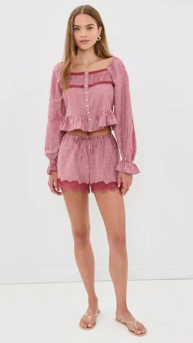 Cami NYC Anabela Blouse Berry Gingham L | Thumbnail 5 Cami NYC Anabela Blouse Berry Gingham L | Thumbnail 5