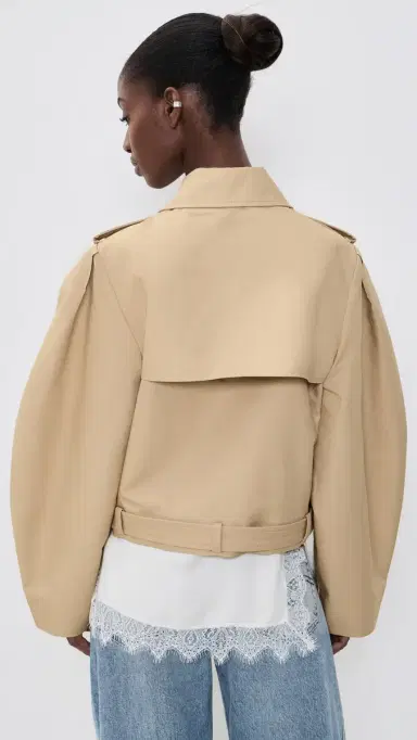 Ganni Double Cotton Belted Jacket Warm Sand | Thumbnail 3