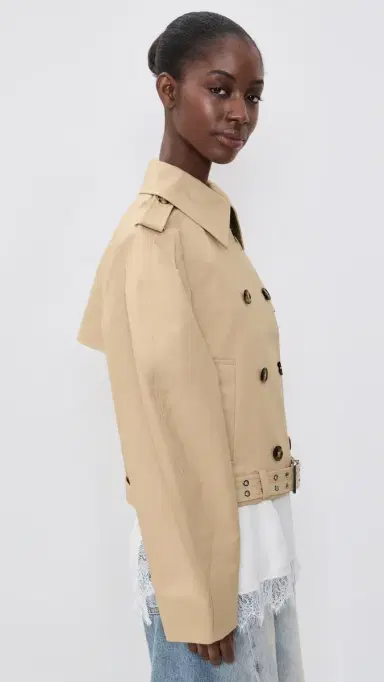 Ganni Double Cotton Belted Jacket Warm Sand | Thumbnail 4