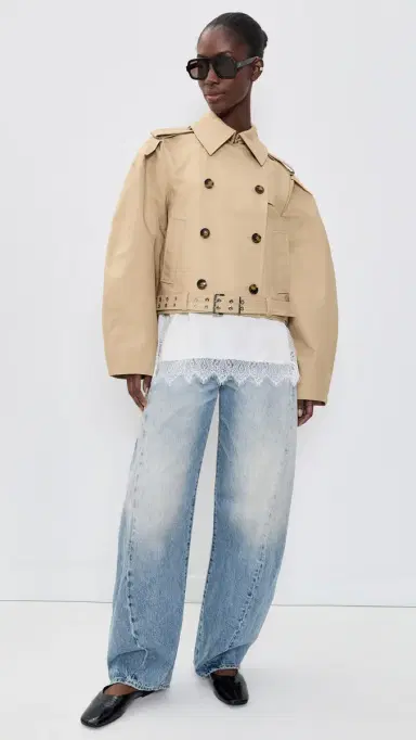 Ganni Double Cotton Belted Jacket Warm Sand | Thumbnail 5