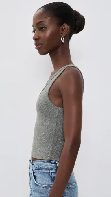 perfectwhitetee Blondie Rib Bra Friendly Tank Dark Heather Grey L | Thumbnail 4