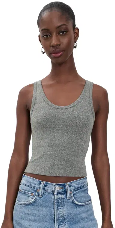 perfectwhitetee Blondie Rib Bra Friendly Tank Dark Heather Grey L | Thumbnail 1