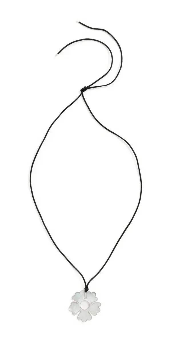 Tory Burch Forget Me Not Cord Necklace Light Silver/ One Size