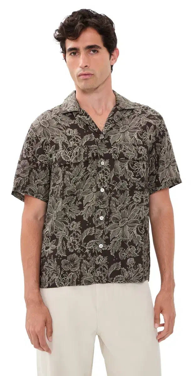 Button Down hirt Chocolate Floral