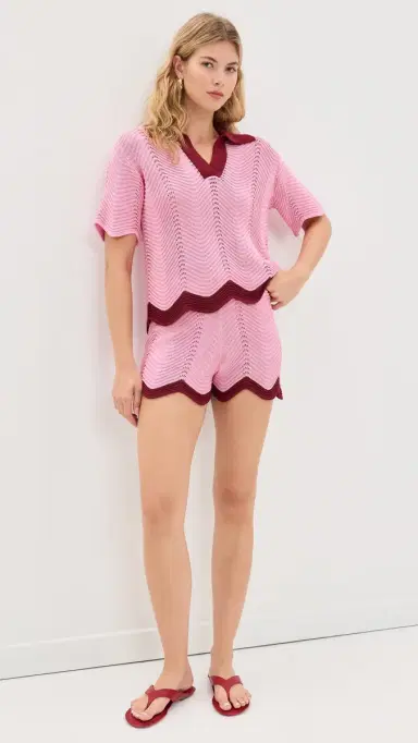 English Factory Scallop Shorts Pink/Burgundy | Thumbnail 5 English Factory Scallop Shorts Pink/Burgundy | Thumbnail 5