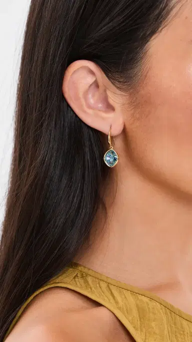 KENNETH JAY LANE Square Aqua Stone Earrings Gold/Aqua One Size | Thumbnail 3