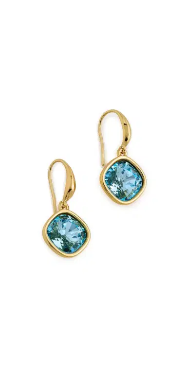 KENNETH JAY LANE Square Aqua Stone Earrings Gold/Aqua One Size | Thumbnail 1