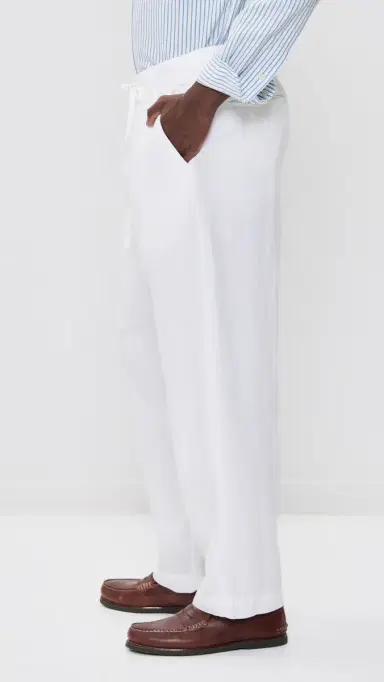 Polo Ralph Lauren Original Label Linen Pleated Relaxed Pants Ceramic White | Thumbnail 4 Polo Ralph Lauren Original Label Linen Pleated Relaxed Pants Ceramic White | Thumbnail 4
