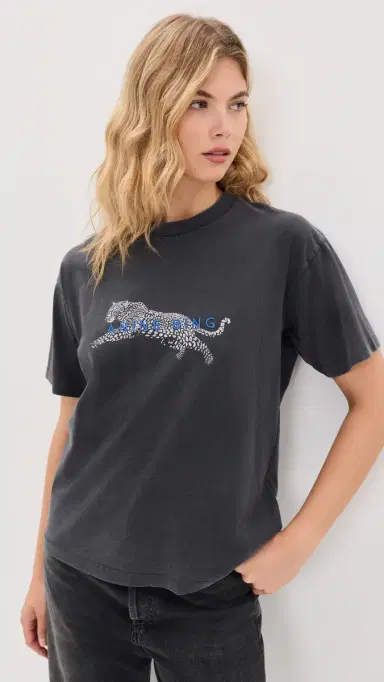 Anine Bing Cade Leopard Tee Washed Black | Thumbnail 2 Anine Bing Cade Leopard Tee Washed Black | Thumbnail 2