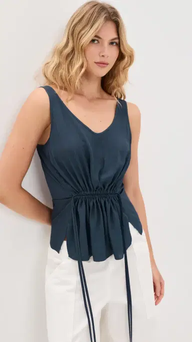 Theory Tie Easy Tank Nocturne Navy P | Thumbnail 2