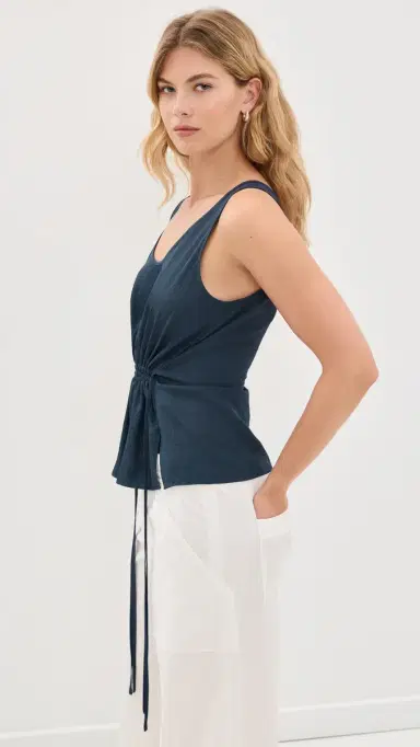 Theory Tie Easy Tank Nocturne Navy P | Thumbnail 4