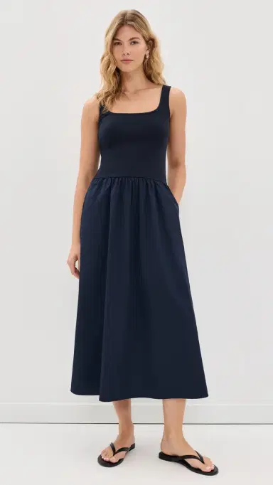 perfectwhitetee Fabiola Cotton Poplin Sleeveless Dress Navy | Thumbnail 2 perfectwhitetee Fabiola Cotton Poplin Sleeveless Dress Navy | Thumbnail 2
