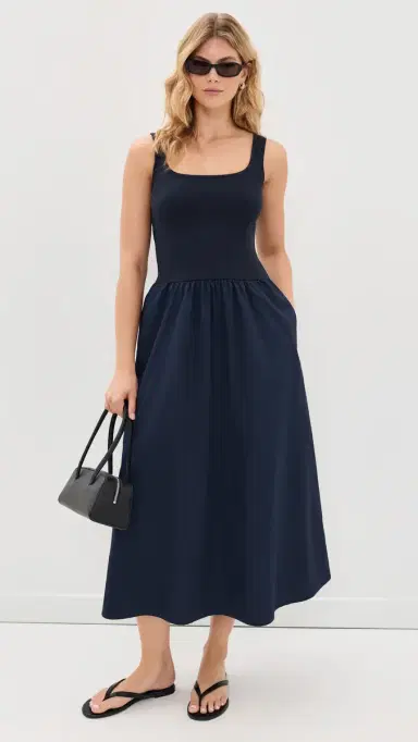 perfectwhitetee Fabiola Cotton Poplin Sleeveless Dress Navy | Thumbnail 5 perfectwhitetee Fabiola Cotton Poplin Sleeveless Dress Navy | Thumbnail 5