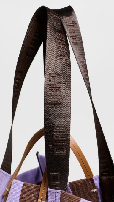 Clare V. Clare V. Canvas Stripe Beach Tote Bag Jacaranda/Hazelnut | Thumbnail 5
