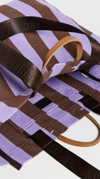 Clare V. Clare V. Canvas Stripe Beach Tote Bag Jacaranda/Hazelnut | Thumbnail 6