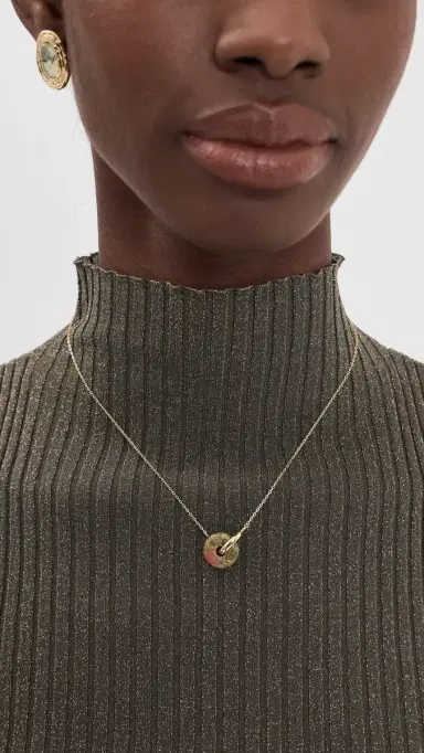 SHASHI Supernova Necklace Gold/Jade One Size | Thumbnail 3