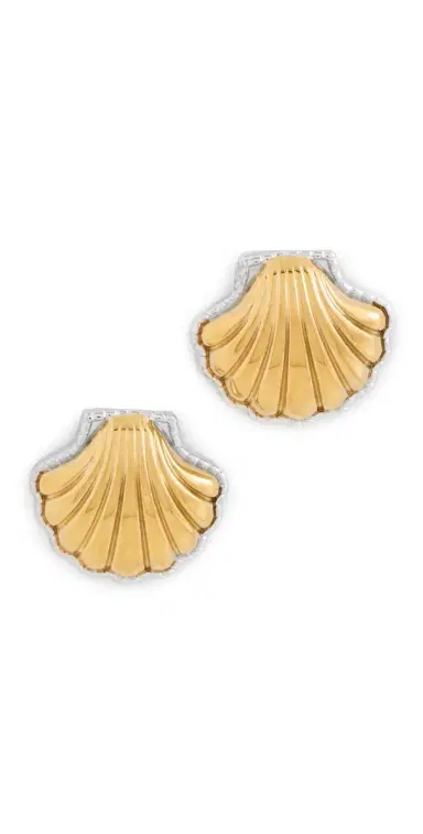 KENNETH JAY LANE Shell Pierced Earrings Gold/Silver One Size | Thumbnail 1