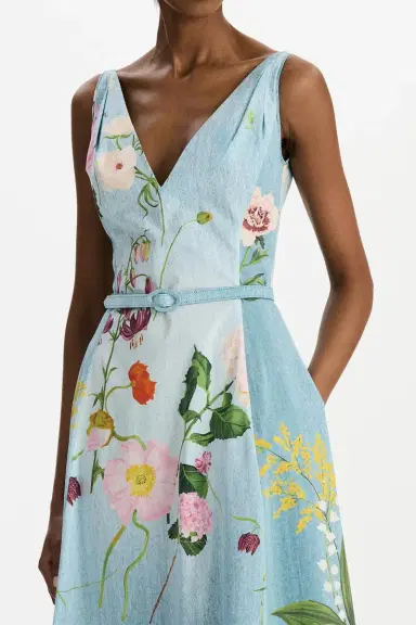 Oscar de la Renta Botanical Poplin Dress | Thumbnail 3 Oscar de la Renta Botanical Poplin Dress | Thumbnail 3