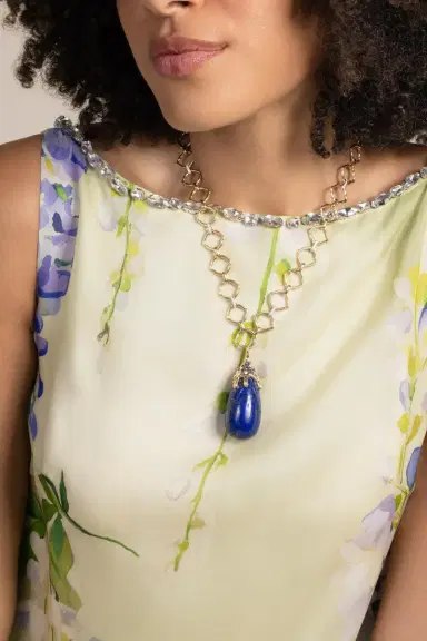 EDINA KISS Diamond Dripping Lapis Pendant | Thumbnail 2 EDINA KISS Diamond Dripping Lapis Pendant | Thumbnail 2