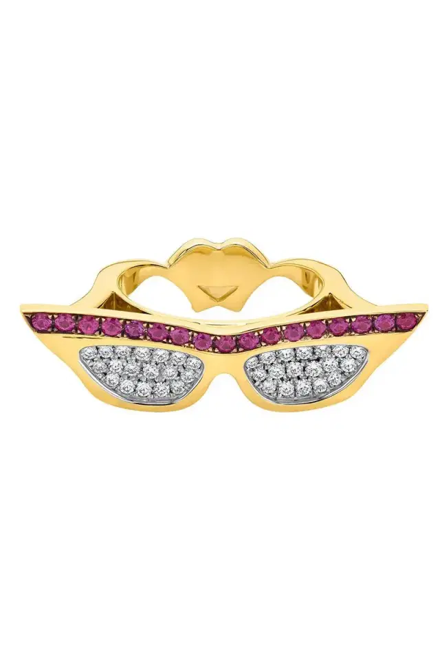 EDINA KISS Diamond Sapphire Rim Sunglass Ring
