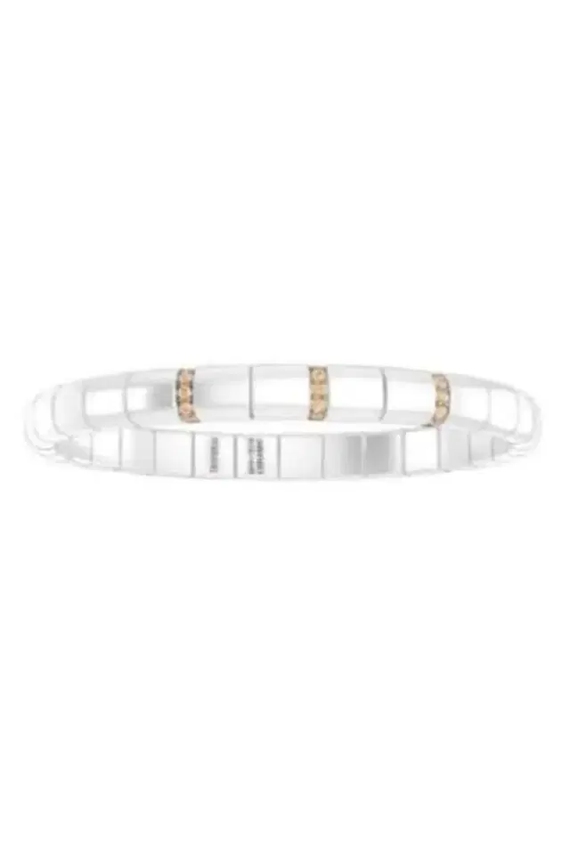 ROBERTO DEMEGLIO Diamond Three Bar White Pura Stretch Bracelet