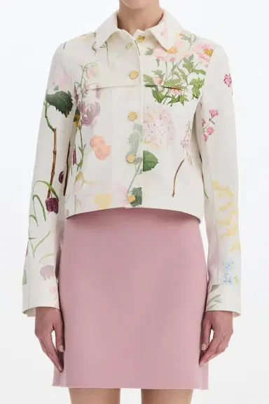 Oscar de la Renta Mixed Botanical Denim Jacket | Thumbnail 2