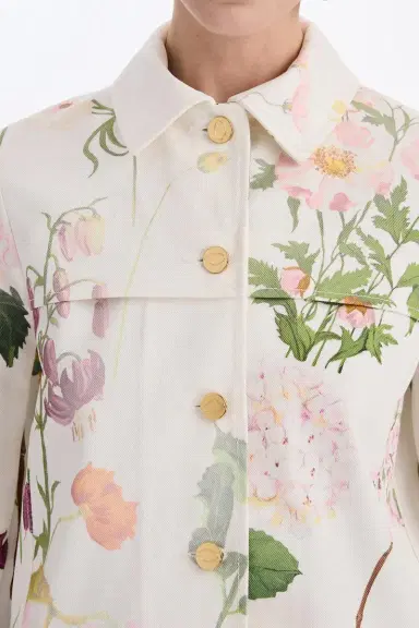 Oscar de la Renta Mixed Botanical Denim Jacket | Thumbnail 3