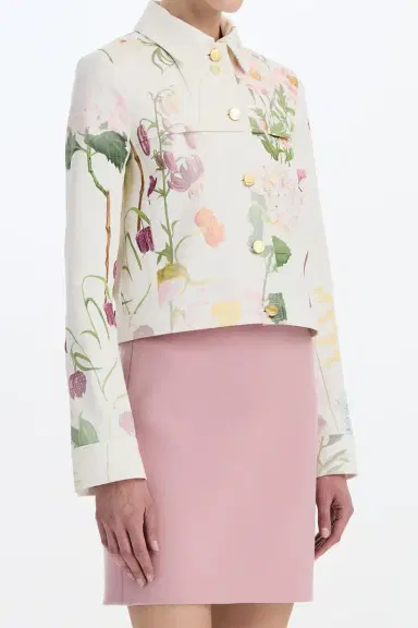 Oscar de la Renta Mixed Botanical Denim Jacket | Thumbnail 4
