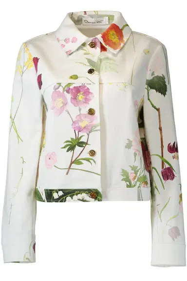 Oscar de la Renta Mixed Botanical Denim Jacket | Thumbnail 1