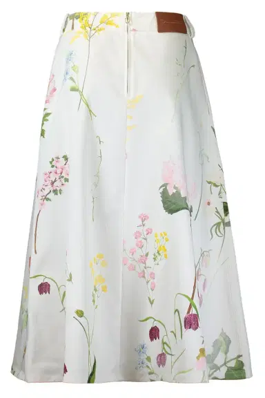 Oscar de la Renta Mixed Botanical Denim Skirt | Thumbnail 6