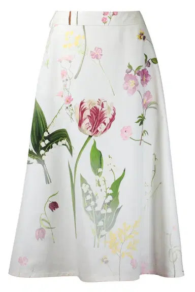 Oscar de la Renta Mixed Botanical Denim Skirt | Thumbnail 1