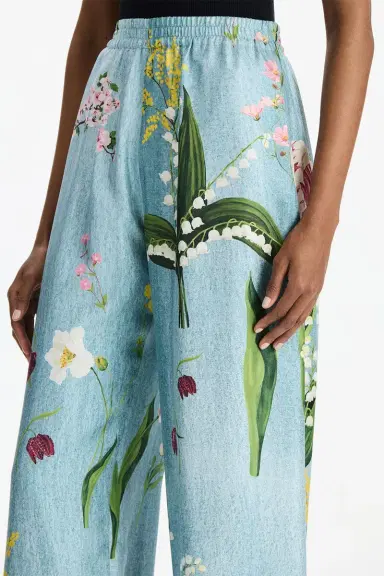 Oscar de la Renta Mixed Botanical Pant | Thumbnail 3 Oscar de la Renta Mixed Botanical Pant | Thumbnail 3