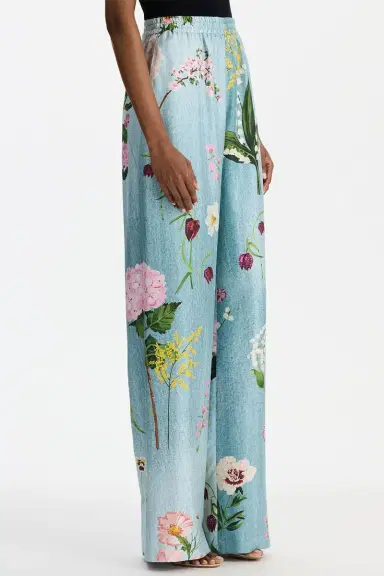 Oscar de la Renta Mixed Botanical Pant | Thumbnail 4 Oscar de la Renta Mixed Botanical Pant | Thumbnail 4