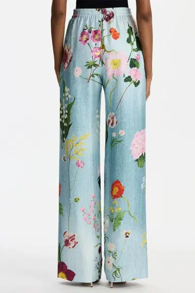 Oscar de la Renta Mixed Botanical Pant | Thumbnail 5 Oscar de la Renta Mixed Botanical Pant | Thumbnail 5