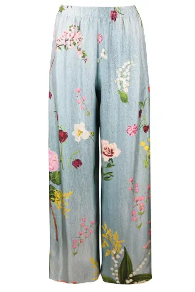 Oscar de la Renta Mixed Botanical Pant | Thumbnail 1 Oscar de la Renta Mixed Botanical Pant | Thumbnail 1