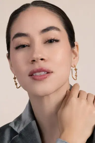 EDINA KISS Pearl Sapphire Face Hoop | Thumbnail 3 EDINA KISS Pearl Sapphire Face Hoop | Thumbnail 3