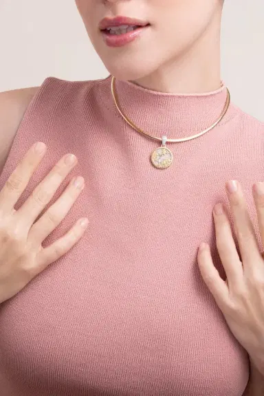 Foundrae Resilience - Diamond Pavé Small Floral Screen Sleek Collar Necklace | Thumbnail 2