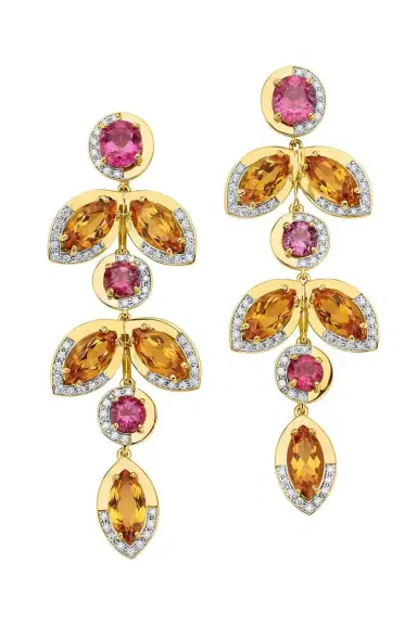 EDINA KISS Tourmaline Diamond Falling Leaves Earrings | Thumbnail 1 EDINA KISS Tourmaline Diamond Falling Leaves Earrings | Thumbnail 1