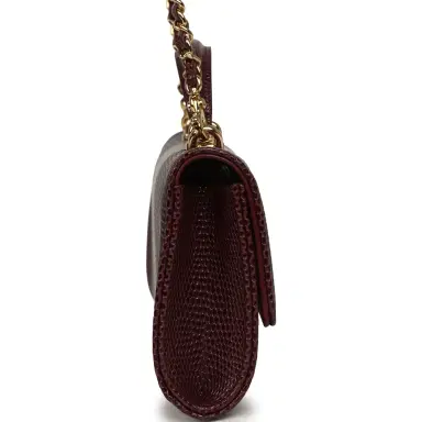 Chanel Chanel Long Top Handle Clutch with Chain Dark Burgundy Lizard Embossed Calfskin Gold Hardware | Thumbnail 3