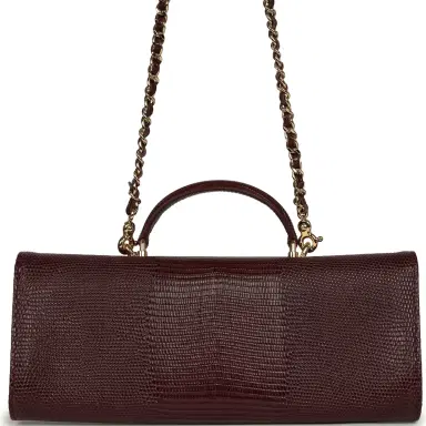 Chanel Chanel Long Top Handle Clutch with Chain Dark Burgundy Lizard Embossed Calfskin Gold Hardware | Thumbnail 4