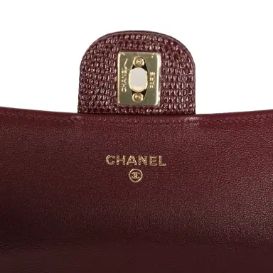 Chanel Chanel Long Top Handle Clutch with Chain Dark Burgundy Lizard Embossed Calfskin Gold Hardware | Thumbnail 8