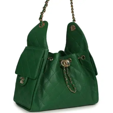 Chanel Chanel Small 25 Hobo Bag Green Caviar Gold Hardware | Thumbnail 2