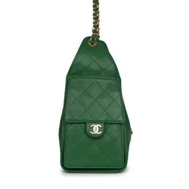 Chanel Chanel Small 25 Hobo Bag Green Caviar Gold Hardware | Thumbnail 3