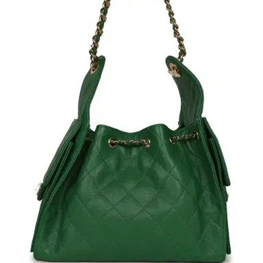 Chanel Chanel Small 25 Hobo Bag Green Caviar Gold Hardware | Thumbnail 4