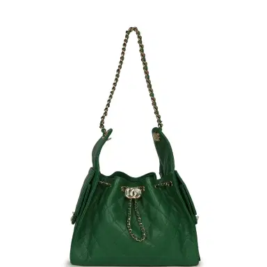 Chanel Chanel Small 25 Hobo Bag Green Caviar Gold Hardware | Thumbnail 7