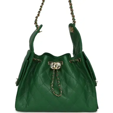 Chanel Chanel Small 25 Hobo Bag Green Caviar Gold Hardware | Thumbnail 1